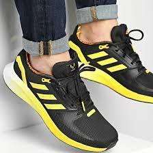 adidas Men`s RUNFALCON 2.0 Core Black / Bright Yellow / Semi Solar Gold GW3670 Size UK 9 (SA 9)
