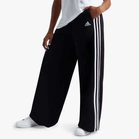 adidas Women`s ADIDAS 3-STRIPES WIDE LEG BLACK PANTS GA2054 Size XL