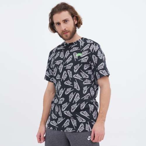 NIKE Men`s Sportswear Tee Essential s Printed AOP H21 Black/Grey DD3464 103 Size XL