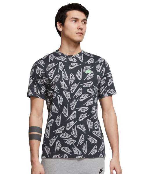 NIKE Men`s Sportswear Tee Essential s Printed AOP H21 Black/Grey DD3464 103 Size XL