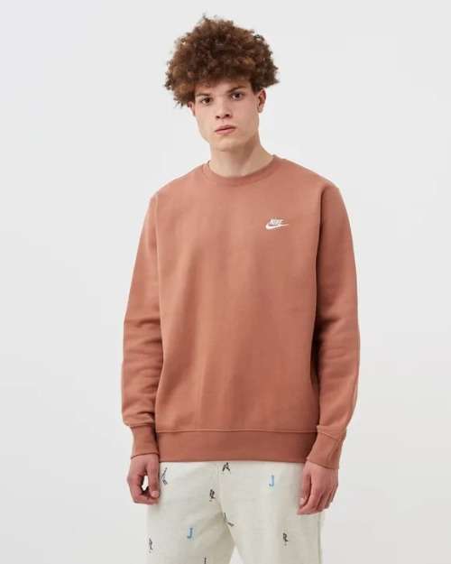 NIKE Men`s Sportswear Club Crew Mineral Clay BV2662 215 Size Medium