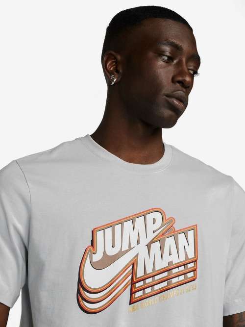 Nike Men`s Jordan Jumpman Graphic Tee Crew Grey Fog DC9773 097 Size Large