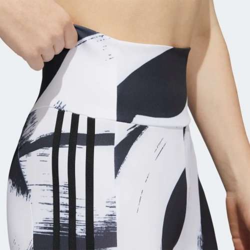 adidas Women`s AEROREADY DESIGNED TO MOVE GRAPHIC HIGH-WAIST TIGHTS Black/ White HD6891 Size Medium