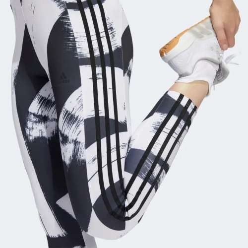 adidas Women`s AEROREADY DESIGNED TO MOVE GRAPHIC HIGH-WAIST TIGHTS Black/ White HD6891 Size Medium