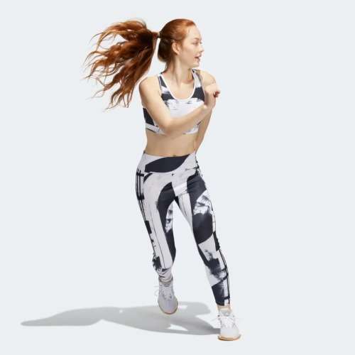 adidas Women`s AEROREADY DESIGNED TO MOVE GRAPHIC HIGH-WAIST TIGHTS Black/ White HD6891 Size Medium