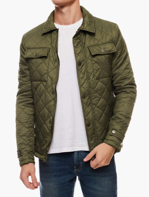 Men`s PRINGLE OF SCOTLAND Full Zip Padded Jacket KHAKI (Slim Fit) Extra Large