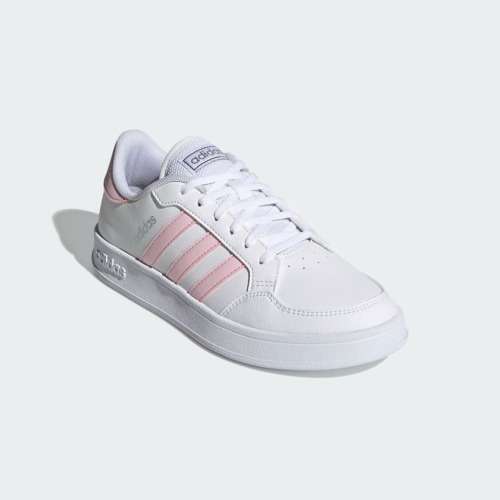 adidas Women`s BREAKNET Cloud White / Clear Pink / Silver Metallic FZ2466 Size UK 5 (SA 5)