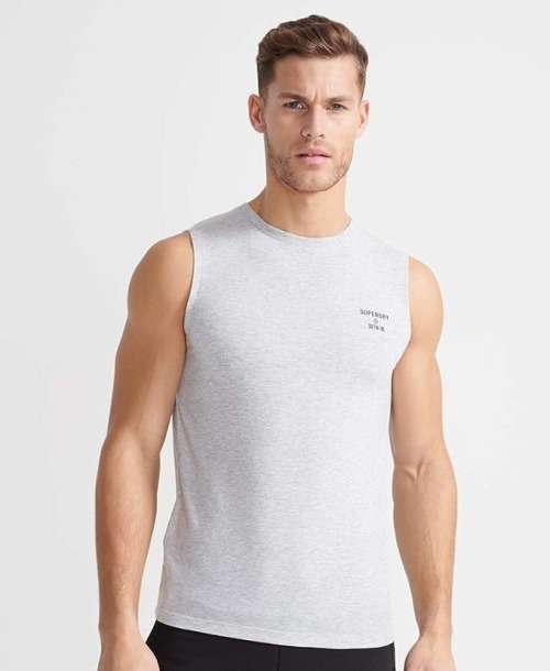 Superdry Men`s Training Core Sport Tank Top Mottled Grey Size Medium