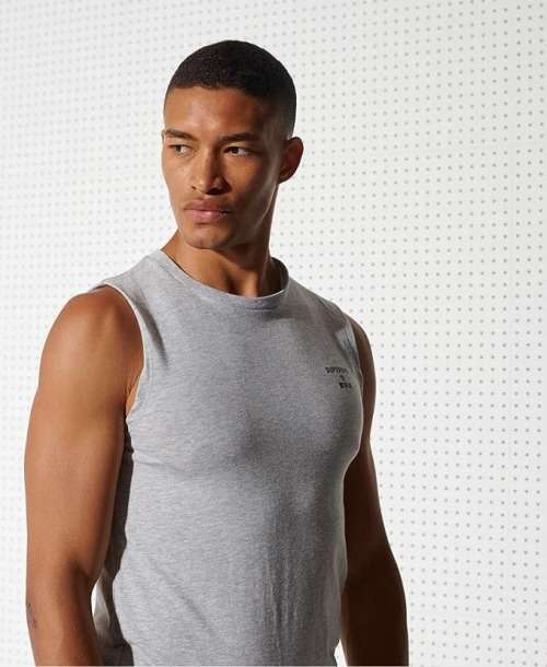 Superdry Men`s Training Core Sport Tank Top Mottled Grey Size Medium