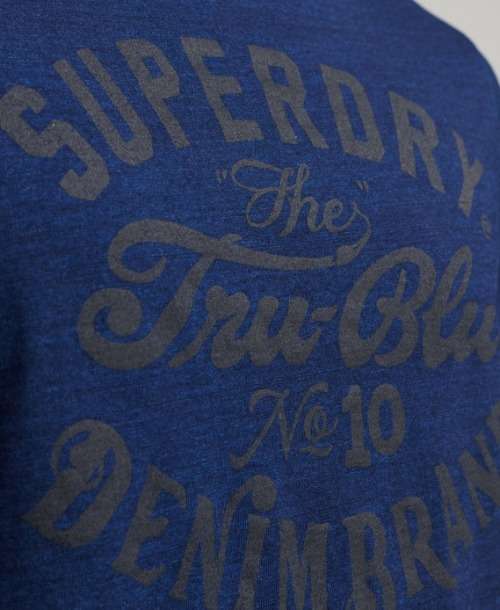 Superdry Men`s Script Style Workwear Tee (Slim Fit) Indigo Rinse Wash Size XL