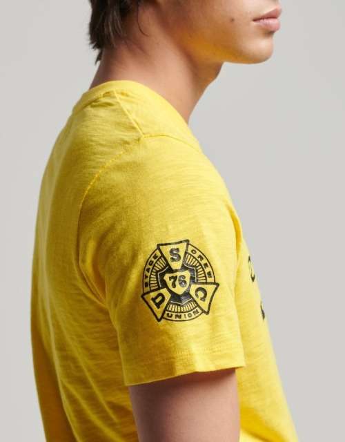 Superdry Men`s Vintage Merch Store Tee M1011329A Marine Yellow Size Large
