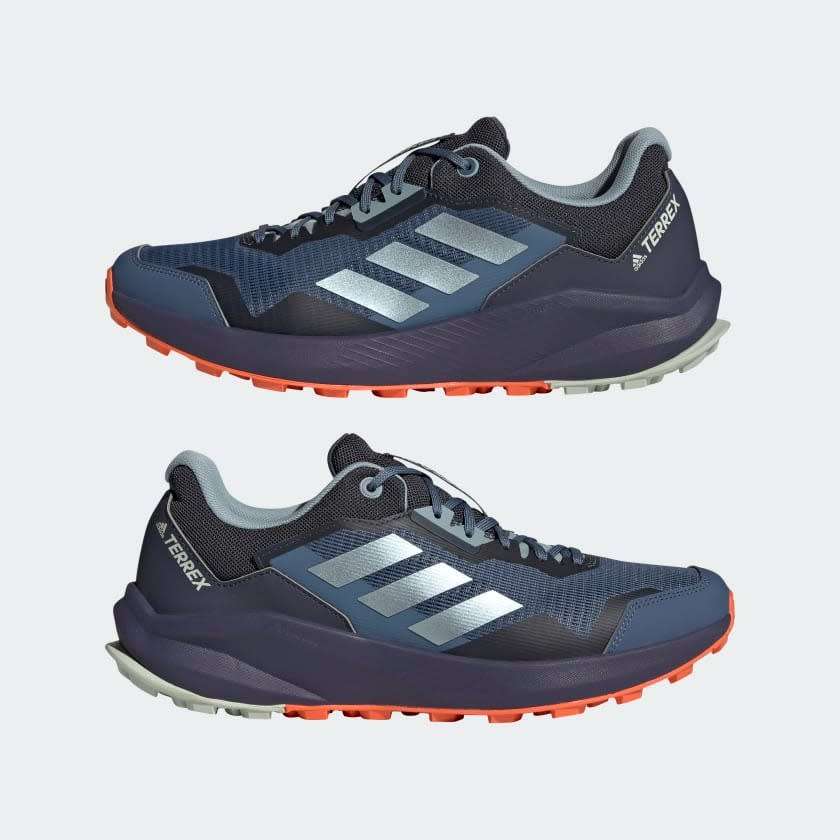 adidas TERREX Men`s TRAILRIDER TRAIL Wonder Steel / Grey / Impact Orange GW5535 Size UK 10 (SA 10)