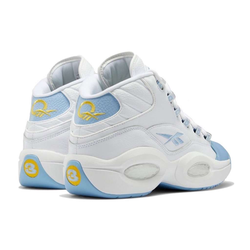 Reebok Men`s QUESTION MID DENVER NUGGETS WHITE/ FLUID BLUE-TOXIC YELLOW GW8854 Size UK 8 (SA 8)