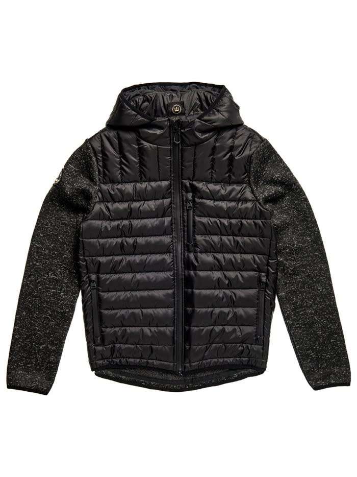 Superdry Men`s Storm Hybrid Zip Up Hooded Jacket Black M2010377A Size Medium