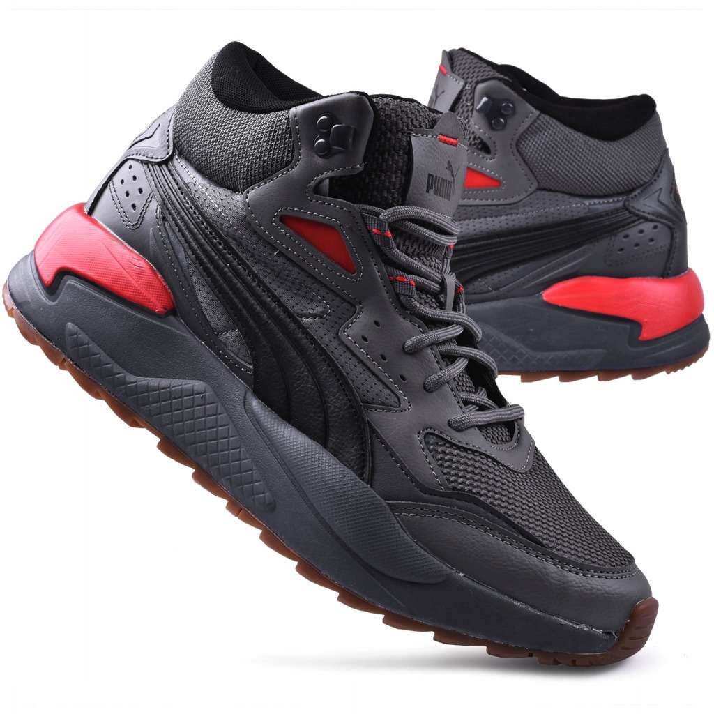 Puma Men`s  X-Ray Speed Mid WTR Castlerock Black/ Red Winter 385869 02 Size UK 6/7/8