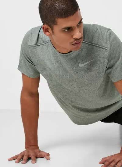 NIKE Men`s Dri-FIT Miler Jacquard Graphic T-Shirt Green AJ7571 351  Size XL