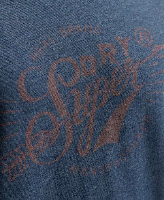Superdry Men`s Script Style Mountain Tee Navy Marl M1011149A Size Large
