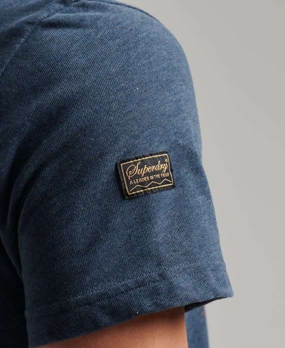 Superdry Men`s Script Style Mountain Tee Navy Marl M1011149A Size Large