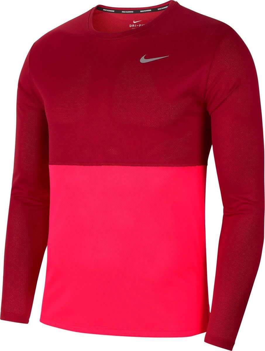 Nike Men`s DRI-FIT Breathe Run Long Sleeves Jersey Red/ Crimson/Reflective Silver CJ5336 620 Size M