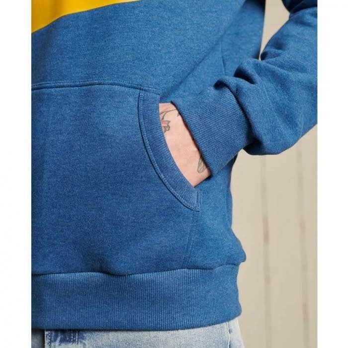 Superdry Men`s SCRIPT STYLE COLLEGIATE HOODIE BLUE M2011386A Size XL