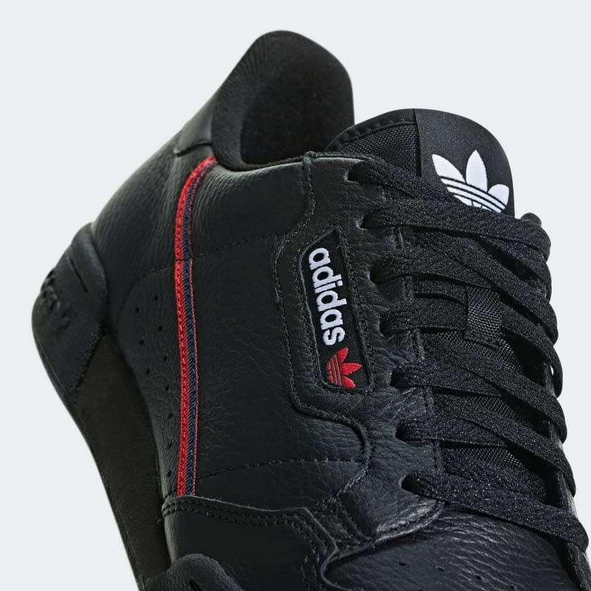 adidas Men`s CONTINENTAL 80 Core Black / Scarlet G27707 Size UK 9 (SA 9)