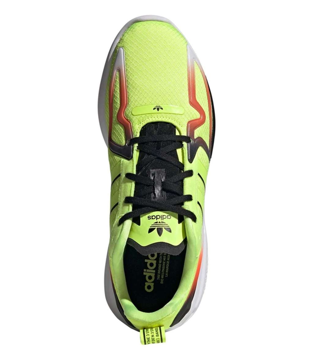 adidas Men`s ZX 2K FLUX Neon Yellow/ Black/ Orange FV9985 Size UK 12 (SA 12)