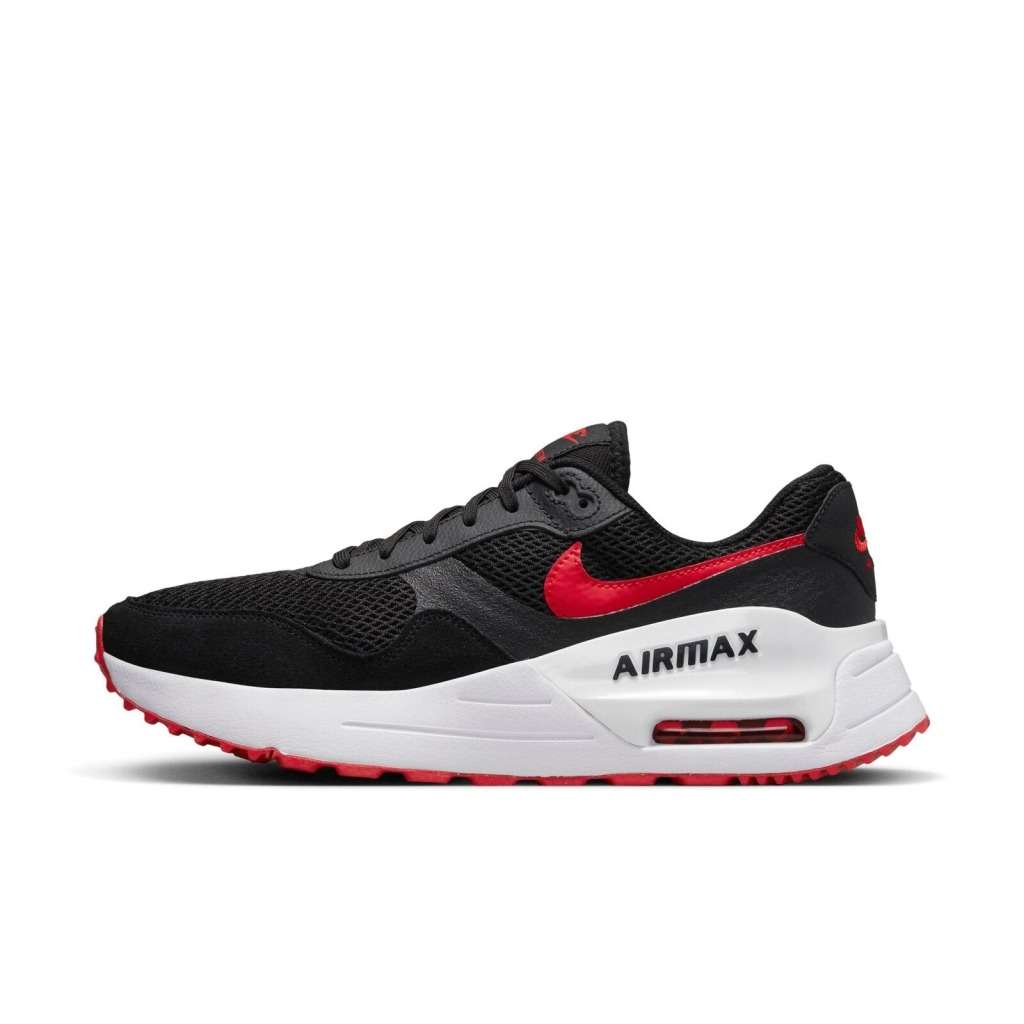 Nike Men`s AIR MAX SYSTM Black/ University Red- White DM9537 005 Size UK 10 (SA 10)