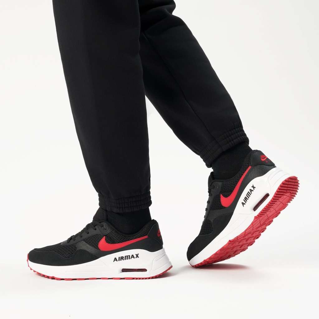 Nike Men`s AIR MAX SYSTM Black/ University Red- White DM9537 005 Size UK 10 (SA 10)
