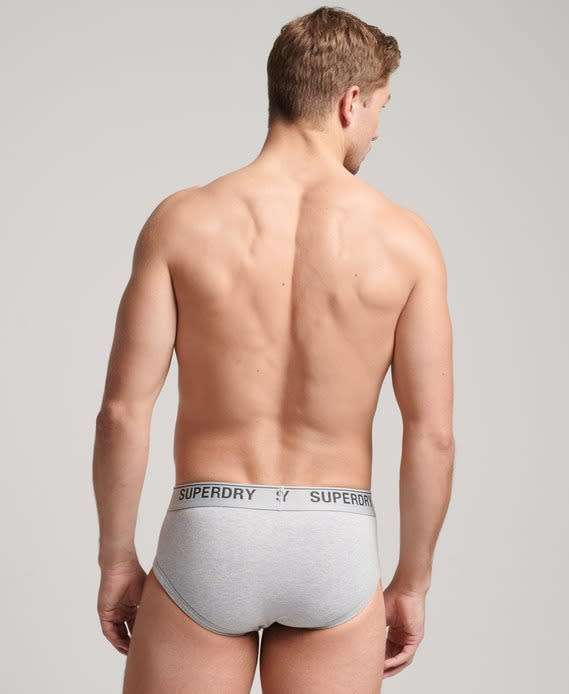 Superdry Men`s Classic Triple Pack Organic Cotton Briefs White/Black/Grey M3110344A Size Medium