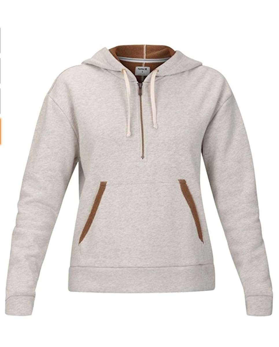 Hurley Women`s Two-Faced Half Zip Pullover Fleece Sweatshirt CD7174 141 Size Large