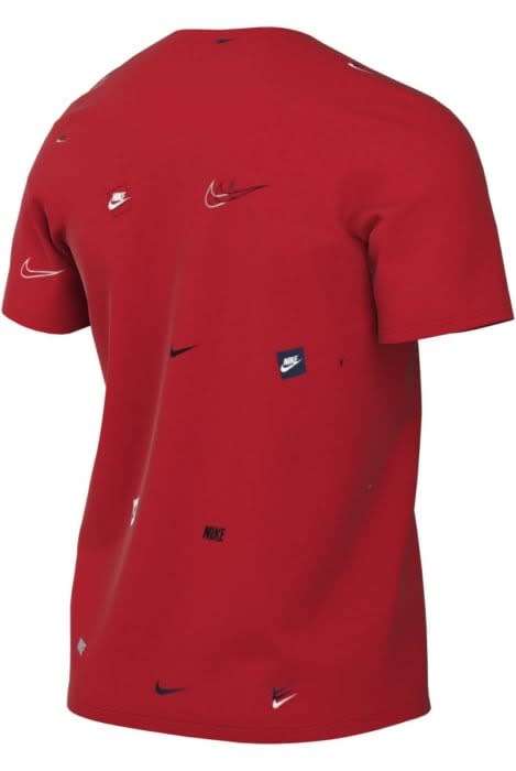 Nike Men`s Logo Swoosh Sportswear Short Sleeve Tee 100% Cotton Red DN5246 657 Size Medium