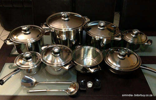 20 PC Stainless Steel 18/10 Cookware Set with Thermostat lids