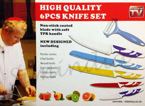 High Quality 6 PC Knife Set - NON STICK COATED BLADE in a Presentable Box