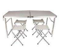 Portable Aluminum Picnic Table with 4 Stools Folding Table Set
