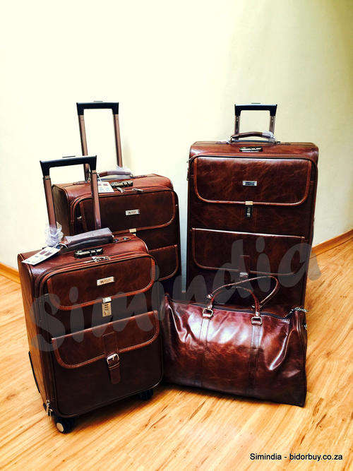 Set of 3 Suitcases & 1 Duffle Bag with Universal Wheels - High Grade PU Leather - Brown