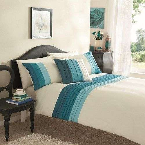 3 PC Luxury Pintuck Cotton Enriched Duvet Cover with Pillow Cases- King Size