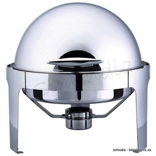 Mirror Finish Stainless Steel Round Roll Top Chafing Dish Set