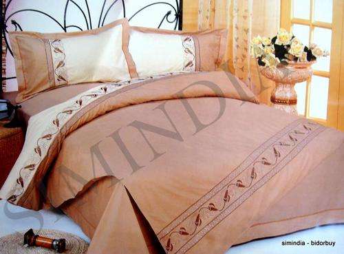 EMBROIDRED Cotton 6  PEICE QUEEN SIZE  DUVET COVER SETS GREY AND BLUE