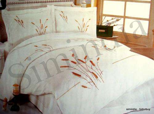 EMBROIDRED Cotton 6  PEICE QUEEN SIZE  DUVET COVER SETS GREY AND BLUE