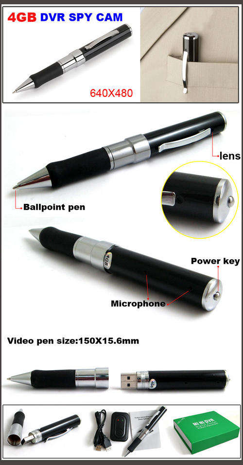 4GB DVR USB Video Spy Pen Video Camera, Mini Spy Pen Camcorder Video