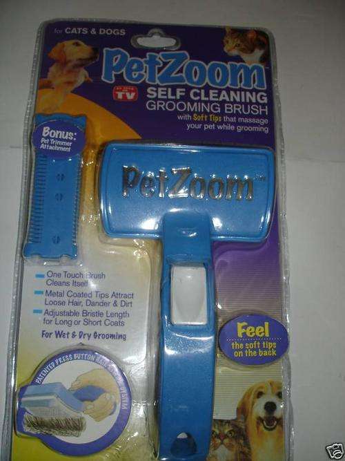 PetZoom Grooming Brush Set of 2 W/Bonus Trimmer