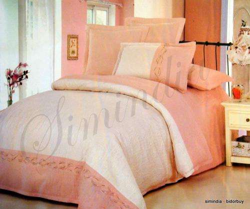 Elegant  queen  6 imported  Embroidered  Polycotton embossed  bed spead and Duvet Set