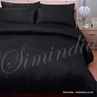 KING SIZE **SEXY  Striped  black SATIN SHEET SET  .