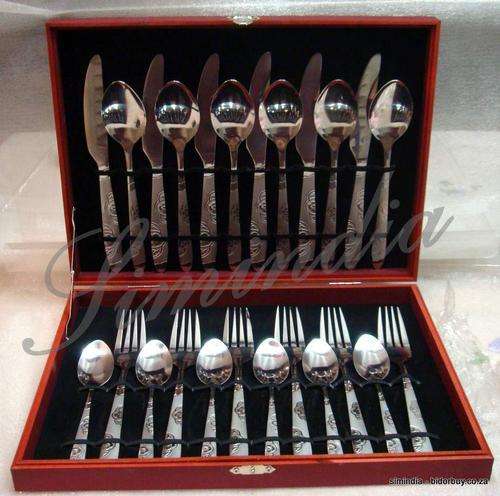 24 pcs stainless steel cutlery set...in wooden box