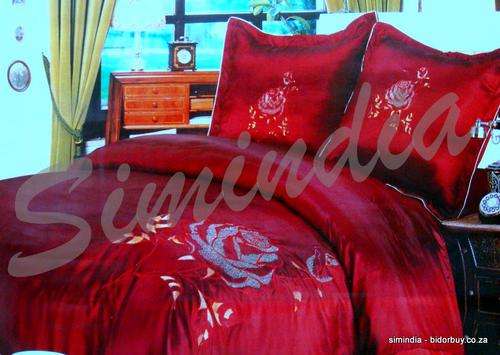 Elegant   imported  8 PCS Embroidered  queen silk Duvet Set includes curtains