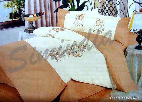 Elegant Summer collection imported  8 PCS Embroidered queen Polycotton touch Duvet Set with curtains