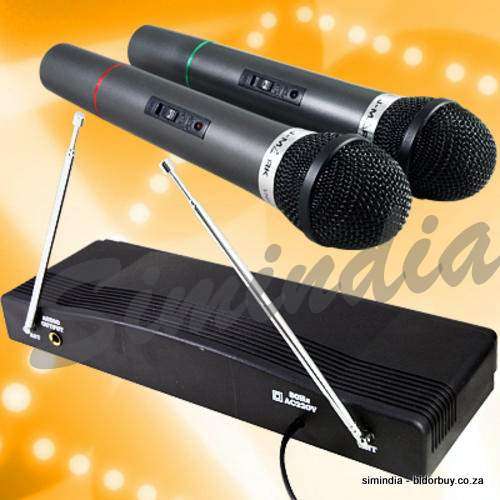 TWIN CORDLESS WIRELESS KARAOKE MICROPHONE HANDHELD MIC