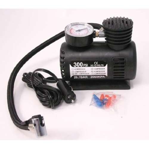 300 PSI PORTABLE AIR COMPRESSOR- 12V use with car, bicycle, sports balls, blow up boats etc.