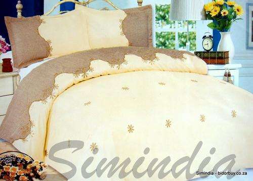 Elegant Summer collection imported  8 PCS Embroidered queen Polycotton touch Duvet Set with curtains