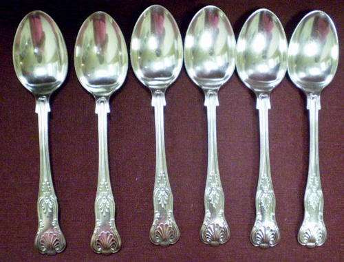 SET 6 KINGS PATTERN DESSERT SPOONS -SHEFFIELD 1898